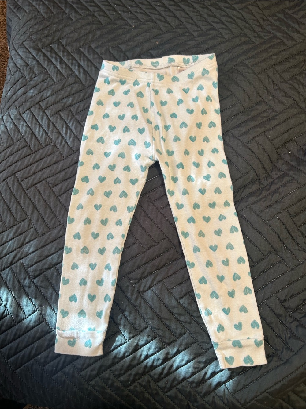 Kids White Heart Print pj bottoms- Aqua Hearts